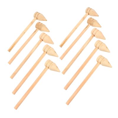 OHPHCALL 10pcs Wooden Hammer Toy Small Mallets Pointed Flat Mallet Safe Boys and Girls Hammer Toy for Hand Eye Coordination Dexterity