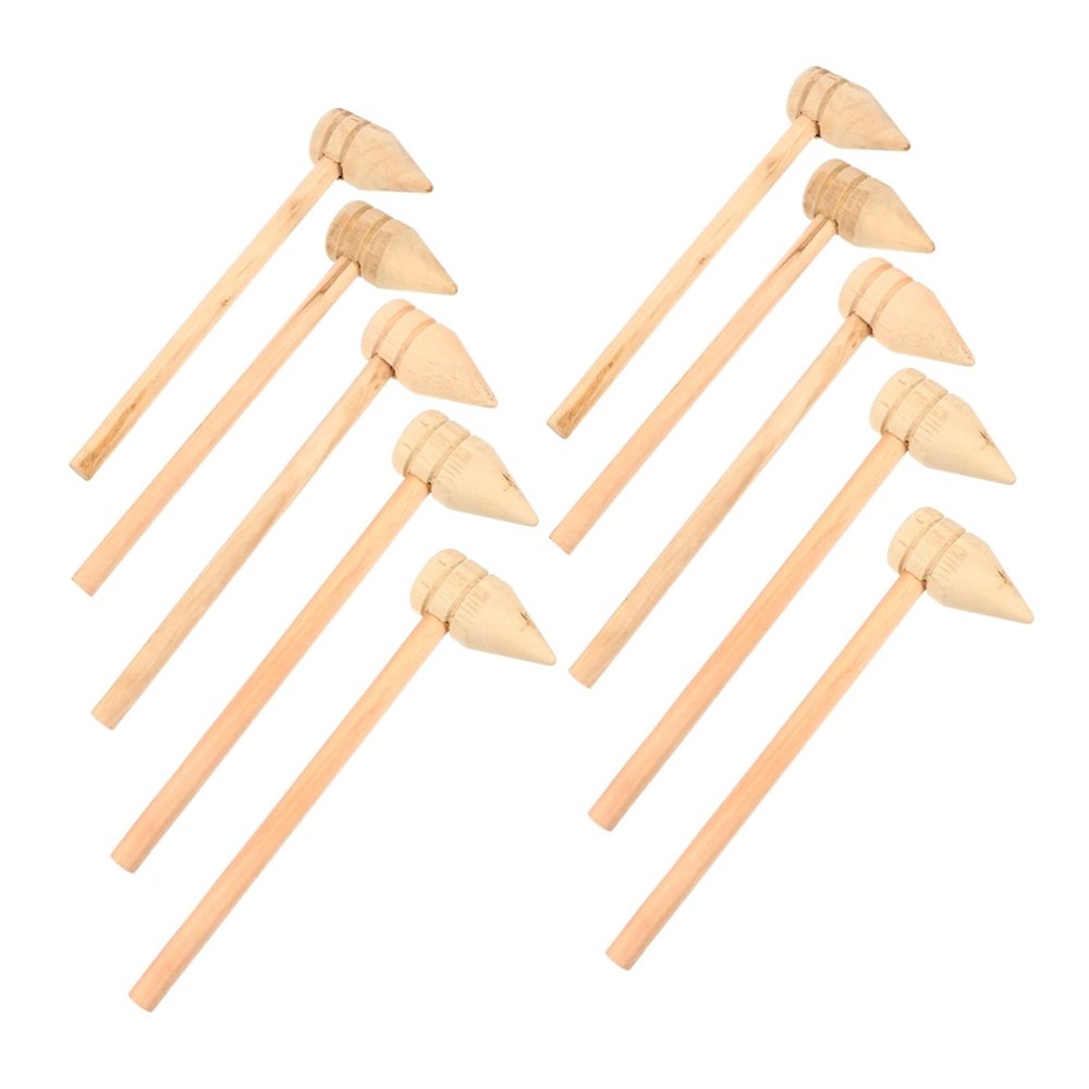 OHPHCALL 10pcs Wooden Hammer Toy Small Mallets Pointed Flat Mallet Safe Boys and Girls Hammer Toy for Hand Eye Coordination Dexterity