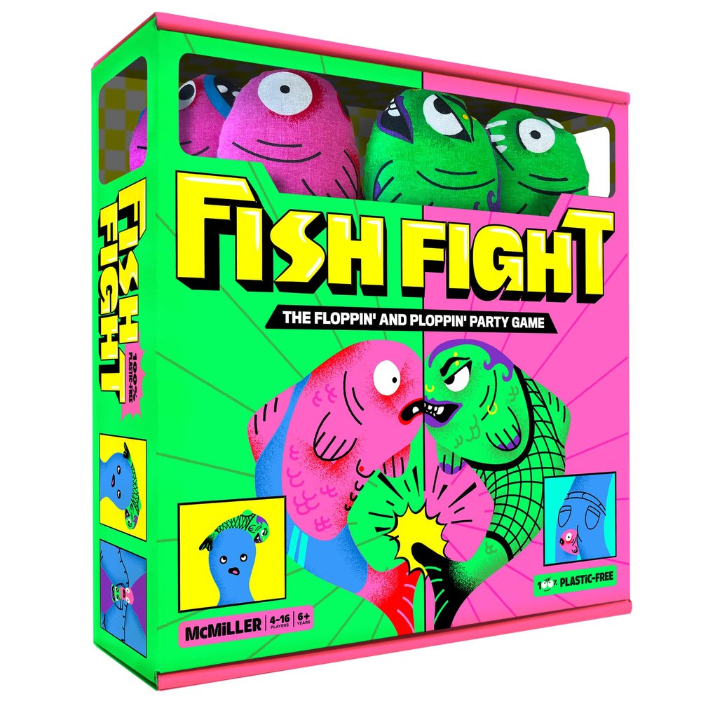 Fish Fight  Hilarious Flopping Fish Party Game for Families & Kids | Indoor Outdoor Party, Beach Yard Activity | Fun Board & Card Style Game for Adults, Large Groups, Thanksgiving, & Christmas