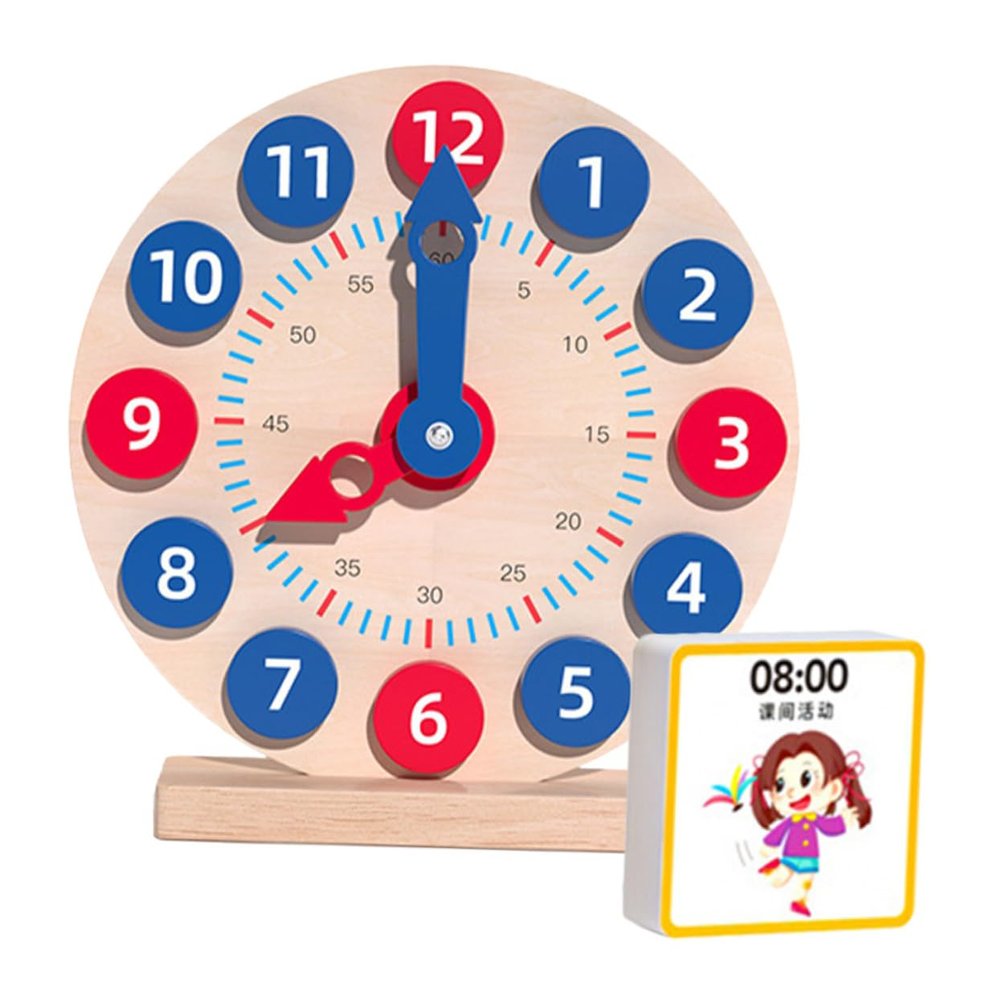 HONMEET 1set Boy Girl Teaching Clock Toy Educational Learning Model for Boy Girl Wood Material Promotes Recognition and Cognitive Skills for Family Interaction and Early Learning