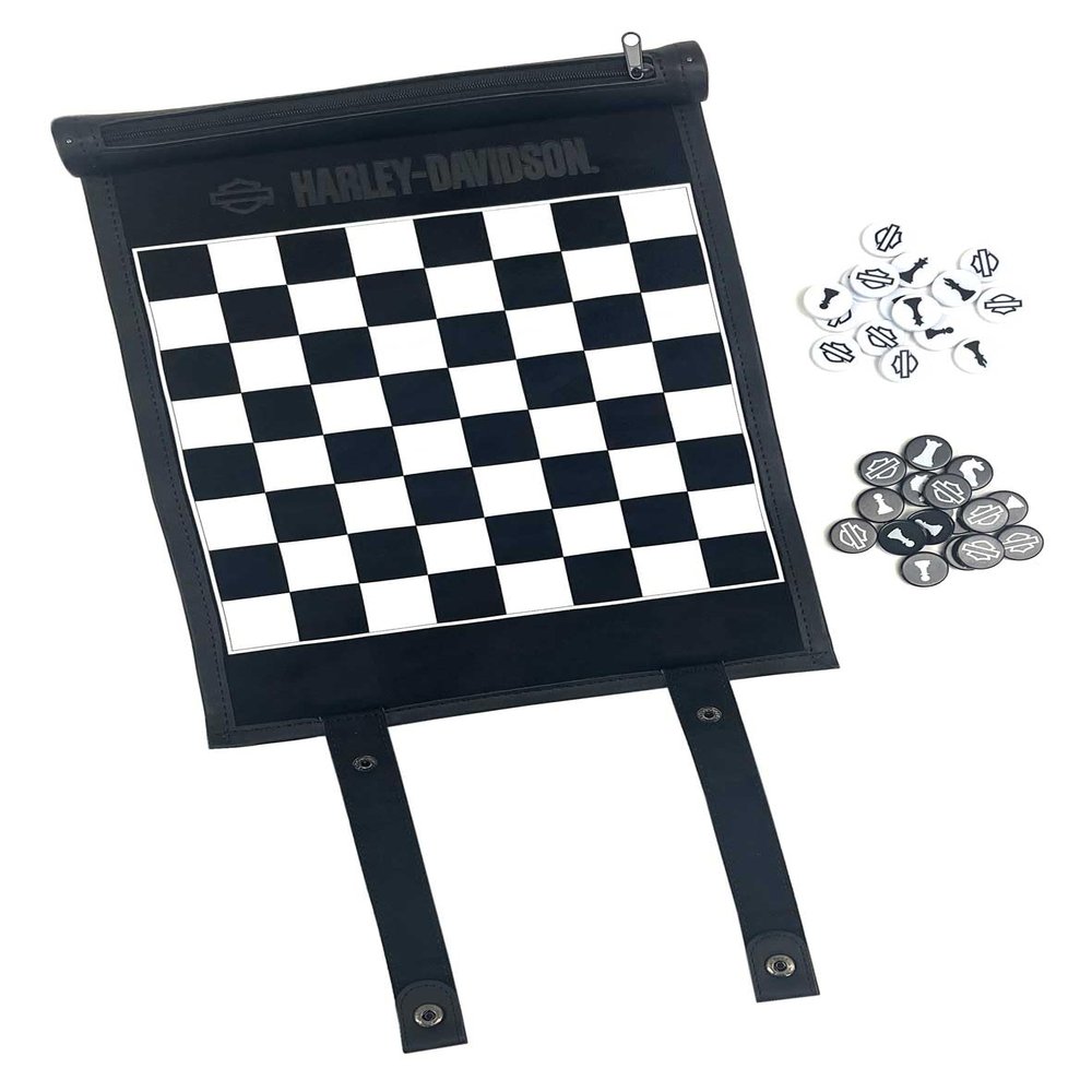 Harley-Davidson Off Road Chess & Checkers Traveling Roll-up Game Set - Black
