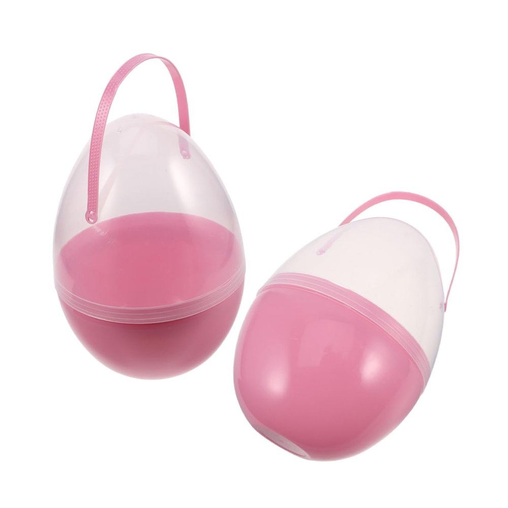 ABOOFAN 2pcs Eggs Clear Plastic Baubles Halloween Eggs Plastic Fillable Decor Basket Filler Plastic Decoration Egg Treat Pp Pink