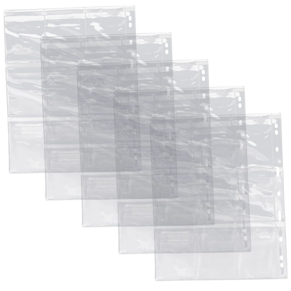 ARTIBETTER 5pcs Sheets Coin Supplies Coin Pages for Three Ring Binder Collecting Page Holder Collectors Coin Holder Collection Binders Storage Currency Sleeves Coin Collector Book Transparent
