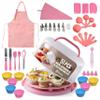 Perlli Kids Cake & Cupcake Baking Set 51 Pieces Real Utensils & Decorating Kit with Carrier Safe Baking Supplies Gift for Junior Chefs Girls & Boys (Pink) view 1