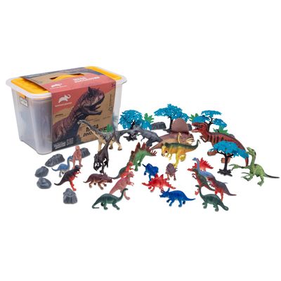 Animal Planet Dino Mega Tub Playset  45-Piece Dinosaur Toy Set with Mountains, Trees & Rocks for Kids Ages 3+