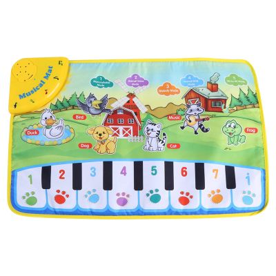 Baby Music Mat, Infant Crawling Piano Playmat - Educational Musical Toy with 8 Piano Keys and Animal Sounds, Interactive Soft Floor Keyboard for Toddlers 6-12