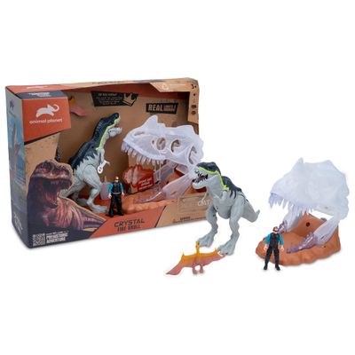 Animal Planet Crystal Fire Skull Dinosaur Playset  Light-Up T. Rex with Roar & Smoke Effect, Action Figures & Accessories for Kids Age 3+