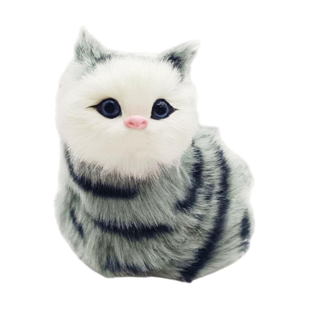 Electric Plush Toy Cat Interactive Kitty Pet Fake Cat Simulated Realistic Kitten Sitting Meowing Tail Wagging for Birthday