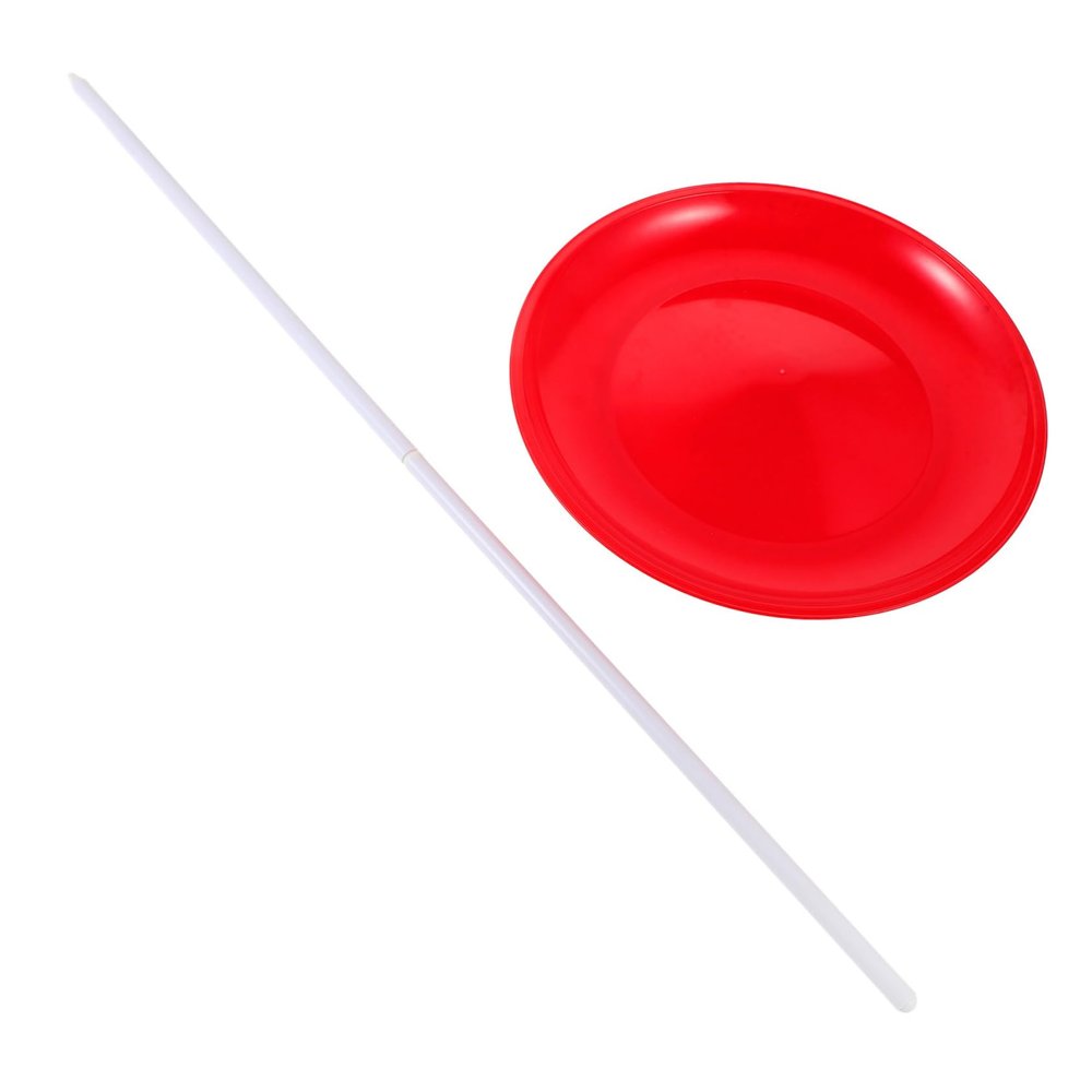 BESPORTBLE Juggling Disk Props Juggling Equipment Plate with Sticks for Circus Circus Plate Training Spinning Juggle Beginners s Red Plastic