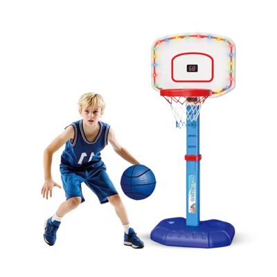 Basketball Hoop Set with Digital Scoreboard, Adjustable Height 3 Levels, Indoor Outdoor Poolside Kids Basketball Portable, Ages 3-12, Toy for Boys and Girls. (Pink)