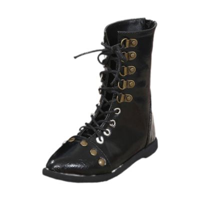 1/3 Boy Doll Shoes with Lacing and Zipper Boot Fashion Black Stylish Casual PU