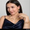 BCBG Hoop Earrings for Women with Dangling Teardrop Pearl, Gold-Tone Pearl Drop Earrings view 2