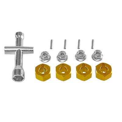 for MJX Hyper Go 1/14 14210 1/16 Remote Control Car Hexagonal Wrench Wheel Hex Set M4 Nut Parts(Gold)