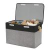 Roobyl Large Toy Storage Box with Lid, Collapsible Toys Storage Organizer Bins with Dividers and Handles, Storage Chest Bin for Kids, Boys, Girls, Nursery 25"x13" x16" (Balck & Gray) view 1