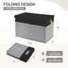 Roobyl Large Toy Storage Box with Lid, Collapsible Toys Storage Organizer Bins with Dividers and Handles, Storage Chest Bin for Kids, Boys, Girls, Nursery 25"x13" x16" (Balck & Gray) view 2