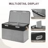 Roobyl Large Toy Storage Box with Lid, Collapsible Toys Storage Organizer Bins with Dividers and Handles, Storage Chest Bin for Kids, Boys, Girls, Nursery 25"x13" x16" (Balck & Gray) view 3