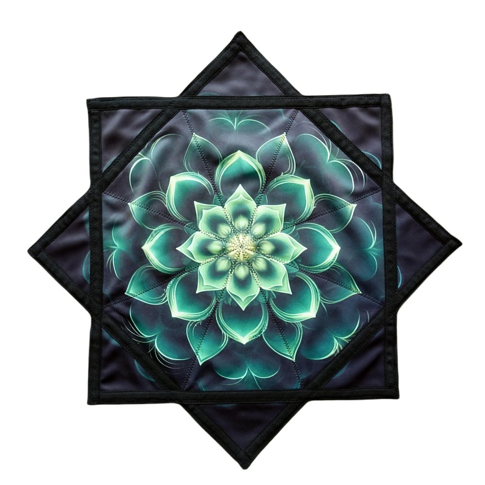 BVCY Flow Star Blacklight (UV Reactive) Beginners Spinning Cloth to Sided Print Flow Toy Fingertip Rotating Dapo Star Green (R05-style5)
