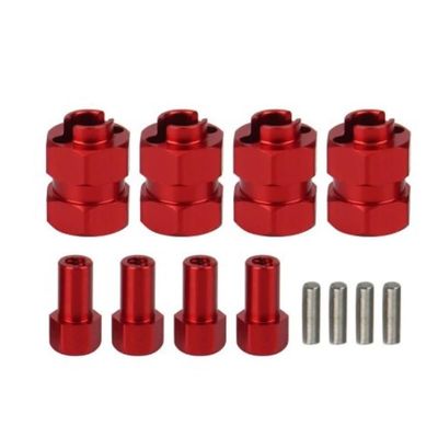 4P Modified Extended 7mm Wheel Hex Hub & Pins 8.5MM Thickness Upgrade for RC Adults Crawler 1/24 Axial SCX24 90081 C10(Red)