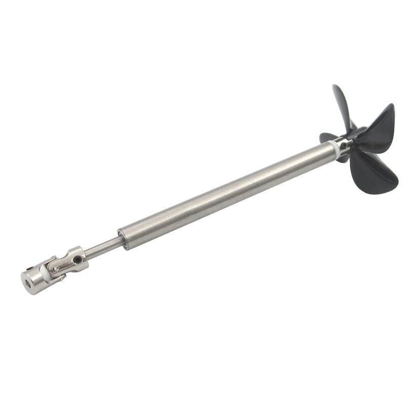 4mm Shaft Assembly with High Thrust for Bait Boat, Netting Boat and Fishing Boat, Drive Shaft, Four-Blade Propeller for Boat Model Shaft System(15CM-6mm-joint)