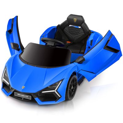 ELEMARA Lamborghini Ride On Car with Scissor Door, Electric Vehicle for Kids with Remote Control,Kid Cars to Drive with MP3 Player, Bluetooth, LED Light and Wide Seat, Navy Blue