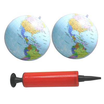 BCOATH 16 PVC Inflatable Educational Globe World Map Bounce Ball for Boys and Girls Relief Toy 2pcs Random Inflator