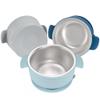 Bella's Friends Stainless Steel and Silicone Baby Bowls with Suction 3 Pack, 4.3 for Toddlers Kids Feeding, Non-Slip, Non-Toxic, Mess-Free, Dishwasher Safe, Fit High Chair Size, blue dark blue gray view 1