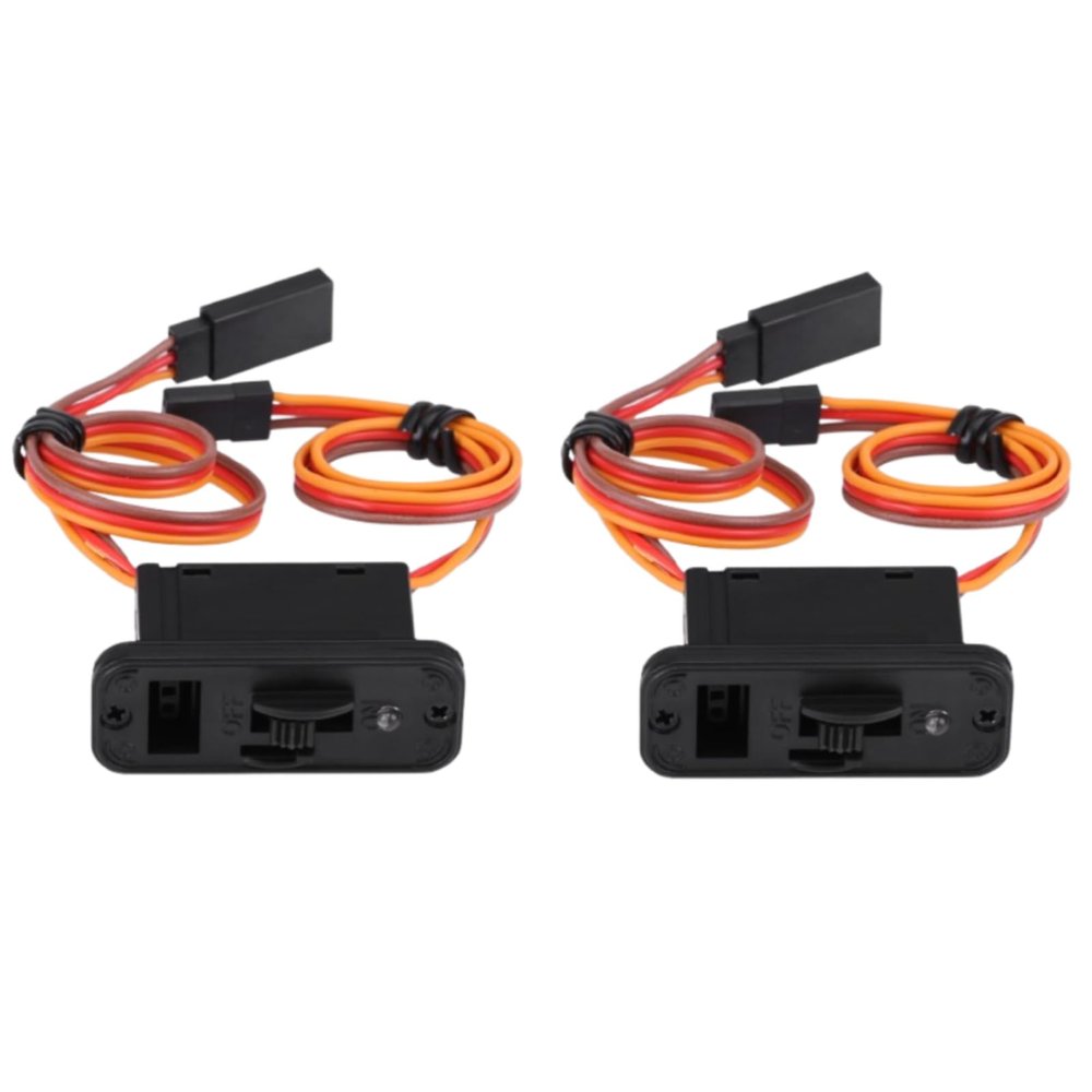 Beufee RC Switch, 2Pcs JR Heavy Duty RC Switch Connector JR Style On Off Connector Accessory for Receiver Servo with LED Green
