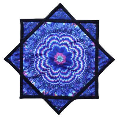 BVCY Flow Star (UV Reactive) Spinning Cloth Easy to Rotate Sided Print Double Stitched Flow Toy Fingertip Dapo Star Blue&Black (R05-Style6)