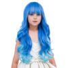 Edivd Girls Ombre Blue Wig Child Long Light Blue Wig with Bangs Kids Long Wavy Curly Wigs Heat Resistant Synthetic Wigs with Cap view 1