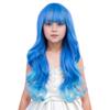 Edivd Girls Ombre Blue Wig Child Long Light Blue Wig with Bangs Kids Long Wavy Curly Wigs Heat Resistant Synthetic Wigs with Cap view 2