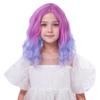 Edivd Kids Colorful Wig Girls Rainbow Side Part Wig Child Multi Color Wavy Curly Wigs Heat Resistant Synthetic Wigs with Cap view 3