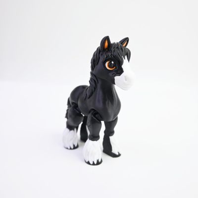3D Printed Foal, 3D Printed Animals, Full Articulated Flexible Fidget Toys for Desk Dcor - Black - Small - 5Inch