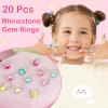 ALOTJOY Kids Jewelry for Girls, Rhinestone Gem Rings for Kid, Toddler Adjustable Diamond Rings, Halloween Toys for Kids view 4