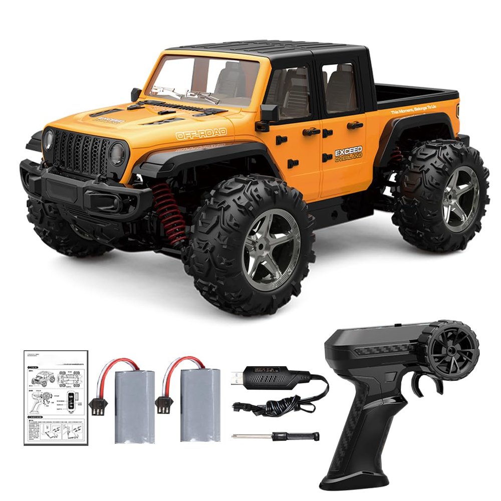 Tiodei Exceed C8819 1:20 Scale 4WD Full Proportional RC Pickup Truck, 35km/h High-Speed Simulation Dirt Bike Style with 2 Batteries  Yellow