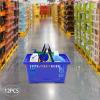 PERFERATE 12 Pcs Shopping Baskets with Handles Stackable Portable Grocery Basket Durable Plastic Shopping Basket Use for Retail Store Supermarket Essential Grocery Shopping, 17129In (Blue) view 3