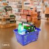 PERFERATE 12 Pcs Shopping Baskets with Handles Stackable Portable Grocery Basket Durable Plastic Shopping Basket Use for Retail Store Supermarket Essential Grocery Shopping, 17129In (Blue) view 4
