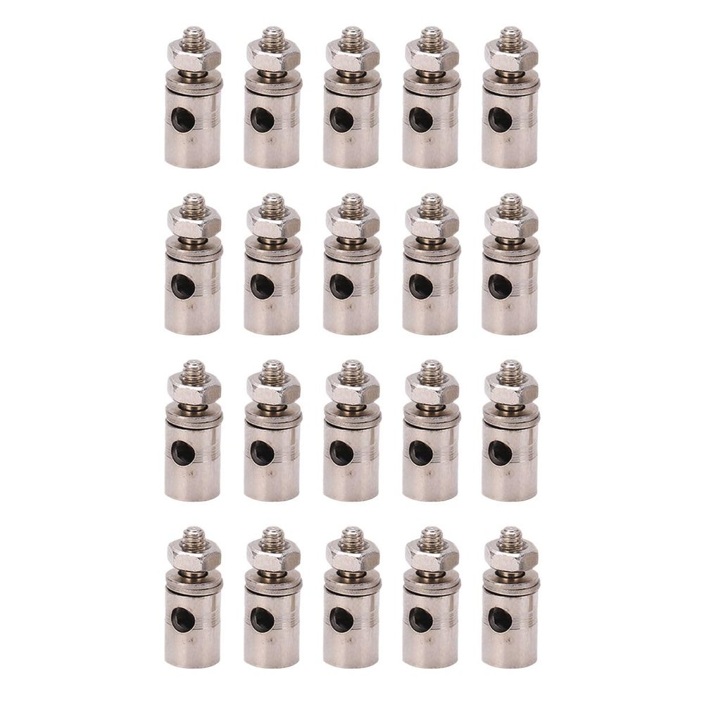 Beufee 20PCS RC Push Rod Connector, 2.1mm RC Plane Linkage Stoppers Stainless Steel Quick Adjust Stopper for KT Fixed Wing Aircraft