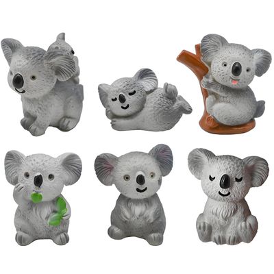 5 Pcs Random Miniature Koala Figurines Set - Fairy Garden Accessories for Micro Landscape, Bonsai Craft, Cake Toppers, Desktop & Home Decor, Flowerpot & Party Accents, Car Decor, DIY Gift Idea