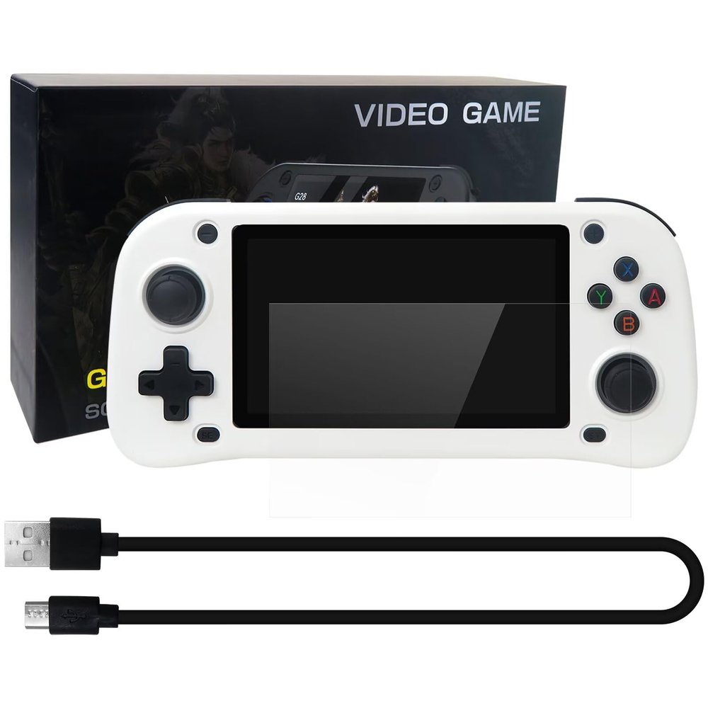 Artmavin G28 Retro Game Console, 4.3-Inch HD Screen, Built-in 15000 Classic Game, Plug-and-Play, for PSP Handheld Game Console Supports Multiple Simulators, 64G (White)