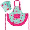 R HORSE Kid Apron and Chef Hat Set - 2Pcs Green Floral Toddler Kitchen Apron for Girls, Adjustable Role Play Costume Pretend Play Toy for Cooking Baking Painting Birthday Gift for Kids Ages 3-6 view 1