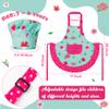 R HORSE Kid Apron and Chef Hat Set - 2Pcs Green Floral Toddler Kitchen Apron for Girls, Adjustable Role Play Costume Pretend Play Toy for Cooking Baking Painting Birthday Gift for Kids Ages 3-6 view 2