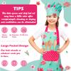 R HORSE Kid Apron and Chef Hat Set - 2Pcs Green Floral Toddler Kitchen Apron for Girls, Adjustable Role Play Costume Pretend Play Toy for Cooking Baking Painting Birthday Gift for Kids Ages 3-6 view 3