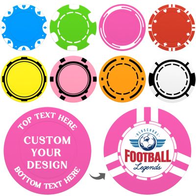 100-1000 Custom Poker Chips 37mm, 9 Colors Drink Tokens Personalized Your Logo, Image & Text, Full-Color Double Sided Printing, Customized Plastic Poker Chips for Bar, Club, Parties, Events (Rose Red)