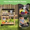Costzon Mud Kitchen with Wheels, Wooden Kids Potting Bench with Planting Pots, Blackboard, Sink, Faucet, Cooking Accessories, Outdoor Play Kitchen for Backyard, Garden, Gift for Boys Girls view 3