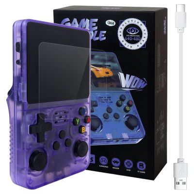 Artmavin R36S Retro Handheld Video Game Console Linux System 3.5 Inch IPS Screen Portable Pocket Video Player 128GB Games, 21 Emulator (Purple)