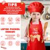 R HORSE Kid Apron and Chef Hat Set - 2Pcs Red Mini Chef Adjustable Children Kitchen Toddler Apron for Girls Boys, Funny Dress up Pretend Play Toy Birthday Gift for Kids Cooking Baking Painting view 3