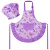 R HORSE Kid Apron and Chef Hat Set - 2Pcs Purple Butterfly Toddler Kitchen Apron for Girls, Adjustable Role Play Costume Pretend Play Toy for Cooking Baking Painting Birthday Gift for Kids Ages 3-6 view 1