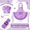 R HORSE Kid Apron and Chef Hat Set - 2Pcs Purple Butterfly Toddler Kitchen Apron for Girls, Adjustable Role Play Costume Pretend Play Toy for Cooking Baking Painting Birthday Gift for Kids Ages 3-6 view 2