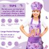 R HORSE Kid Apron and Chef Hat Set - 2Pcs Purple Butterfly Toddler Kitchen Apron for Girls, Adjustable Role Play Costume Pretend Play Toy for Cooking Baking Painting Birthday Gift for Kids Ages 3-6 view 3