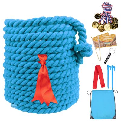 60FT Tug of War Rope,Tug a War,Tug of War Rope Adult with 10 Medals,2 Flags,Whistle,2 Hooks,Demarcation,Ribbon and Storage Bag,Outdoor Backyard Game,Team Game